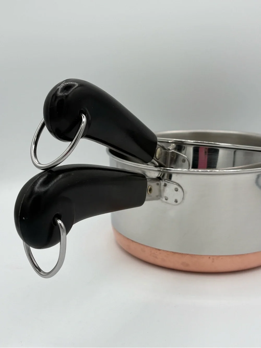 Vintage Revere Ware Copper Bottom Saucepan Set 1 & 1.5 Qt w/Lids USA
